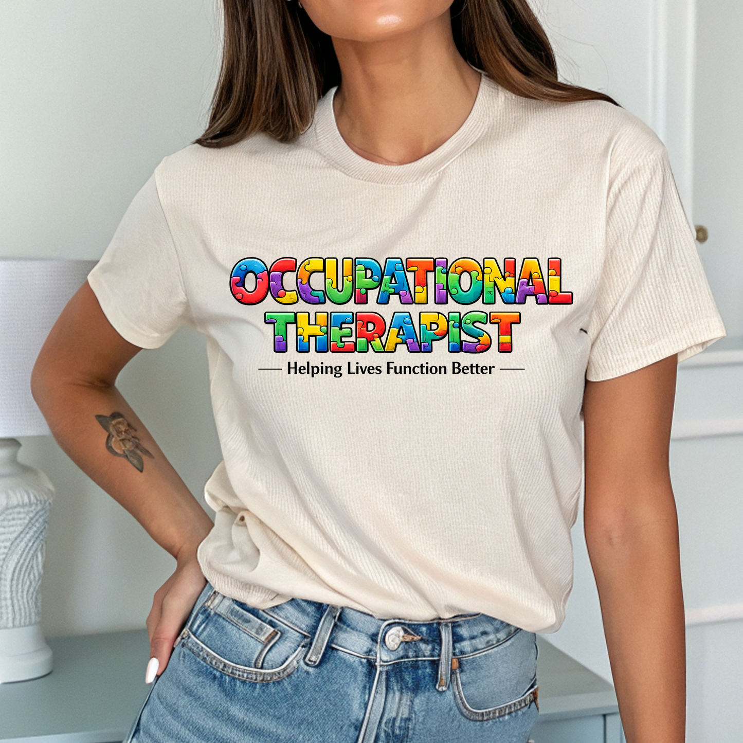 Occupational Therapist Shirt Autism Puzzle OT T Shirt Therapy Awareness Tee Gift for Occupational Therapy