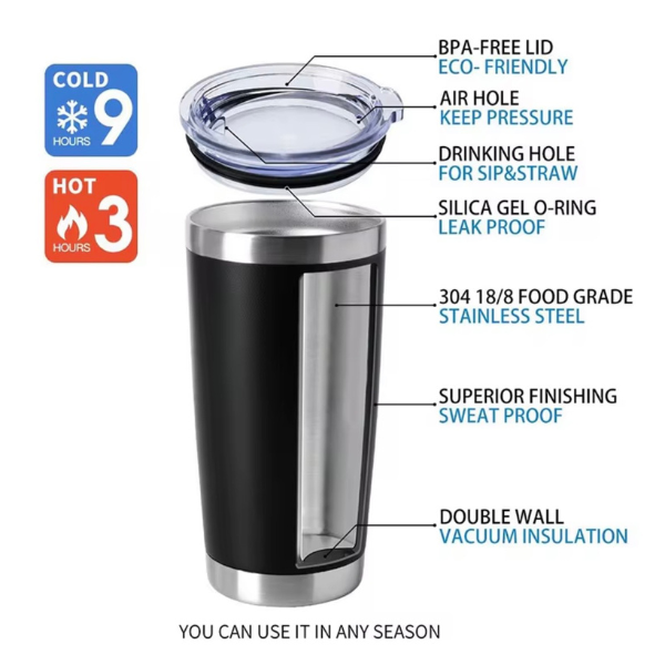Custom Stainless Steel Insulated Tumblers – Set of 6 | Full-Color Logo Drinkware for Businesses & Events