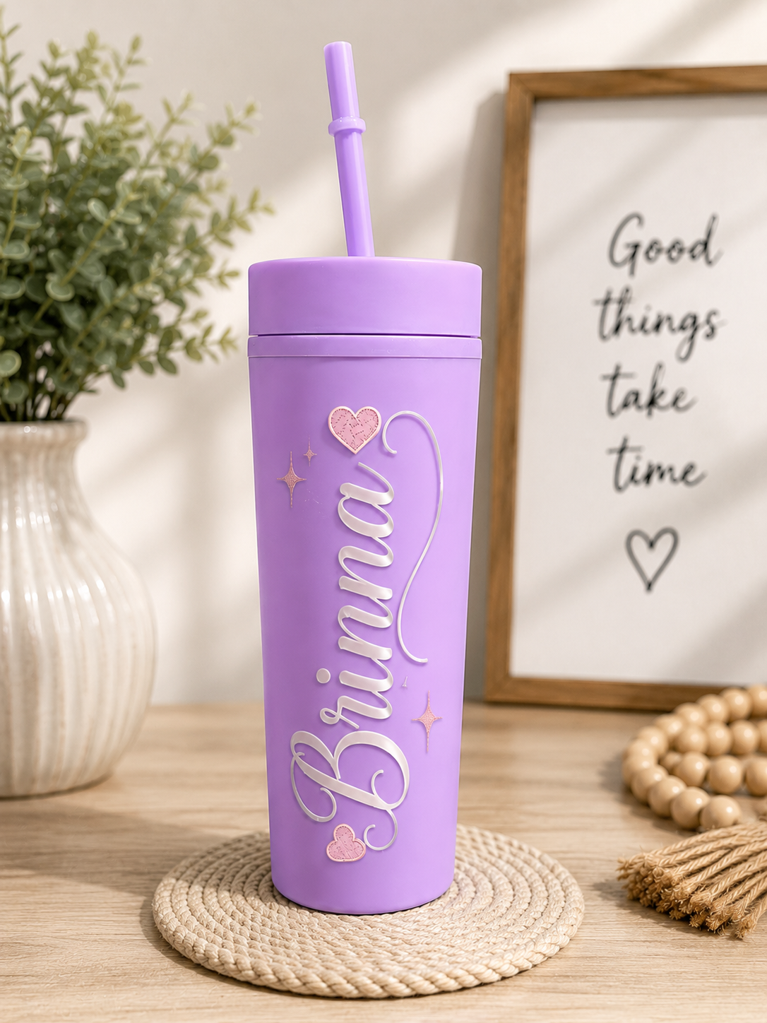 Personalized Matte Skinny Tumbler with Name | Custom Name Cup with Straw | Personalized Gift for Her | Cute Aesthetic Tumbler | Birthday Gift