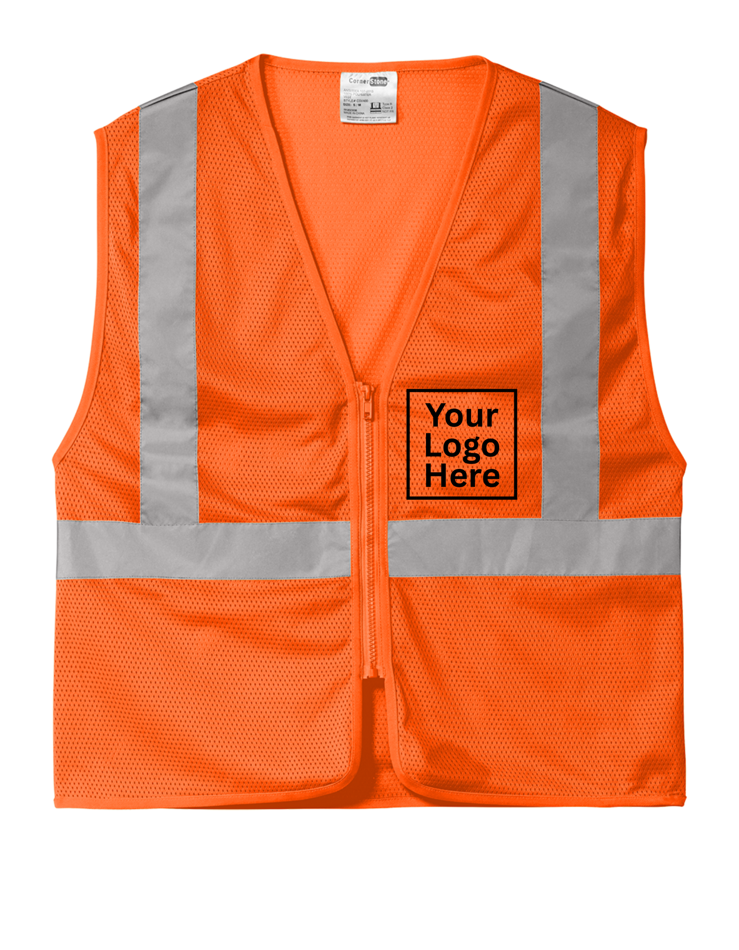 Custom High Visibility Reflective Safety Vest – Personalized CornerStone® Mesh Zippered Vest Workwear for Construction, Road Crew, Industrial Jobs, Team Gear