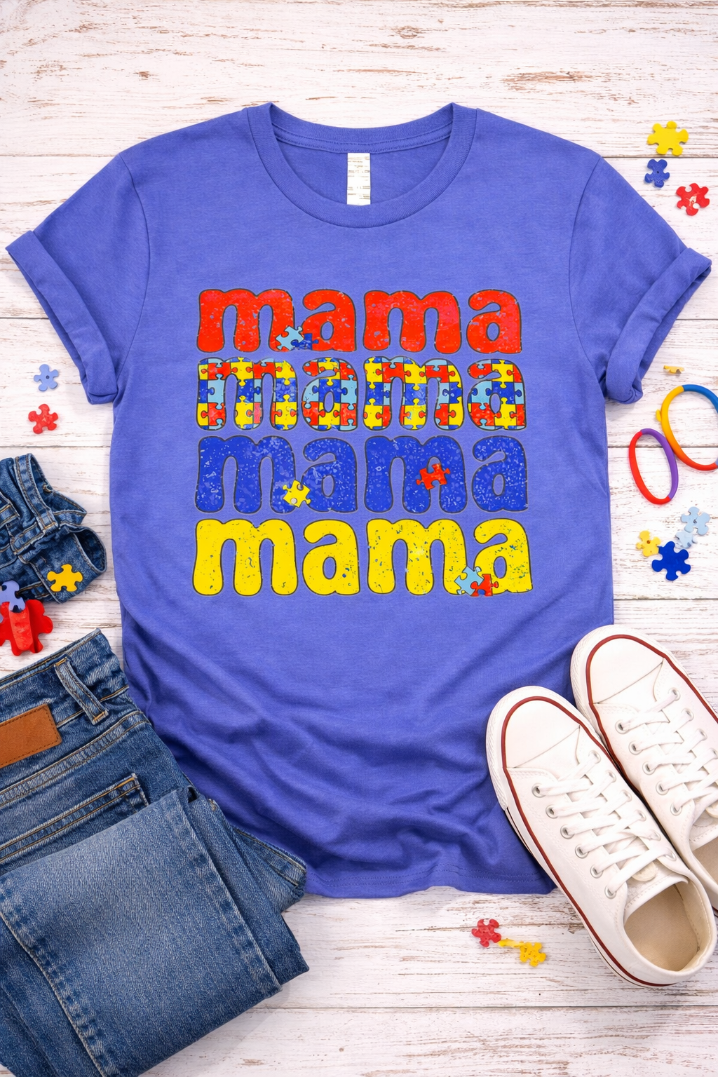 Mom Tee, Autism Awareness T-Shirt, Support Mom Shirt, Colorful Mama Graphic Tee