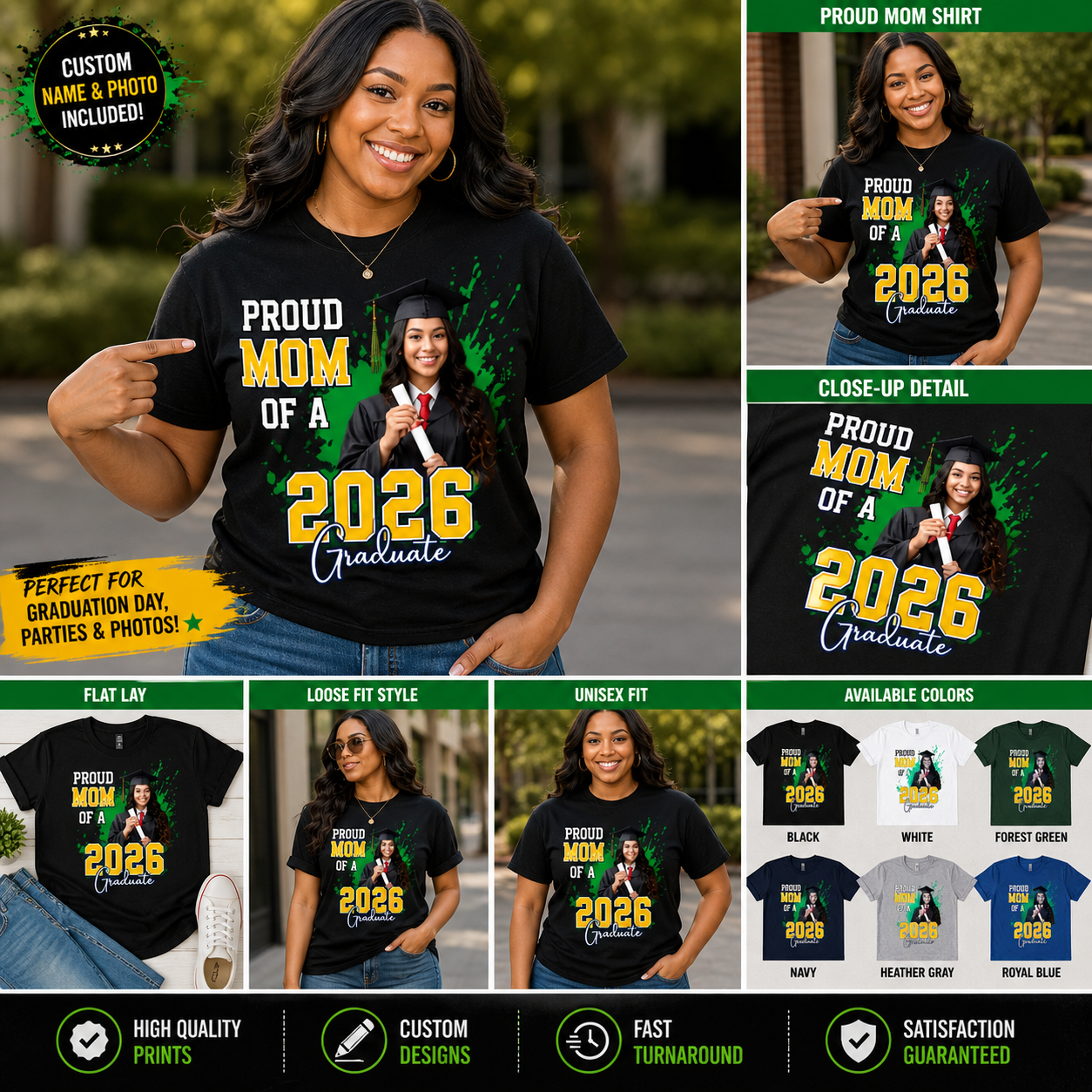 Custom Graduation Shirts 2026, Family Matching Graduation Shirts, Proud Mom Dad Shirts, Personalized Photo Shirt, Grad 2026 Outfit