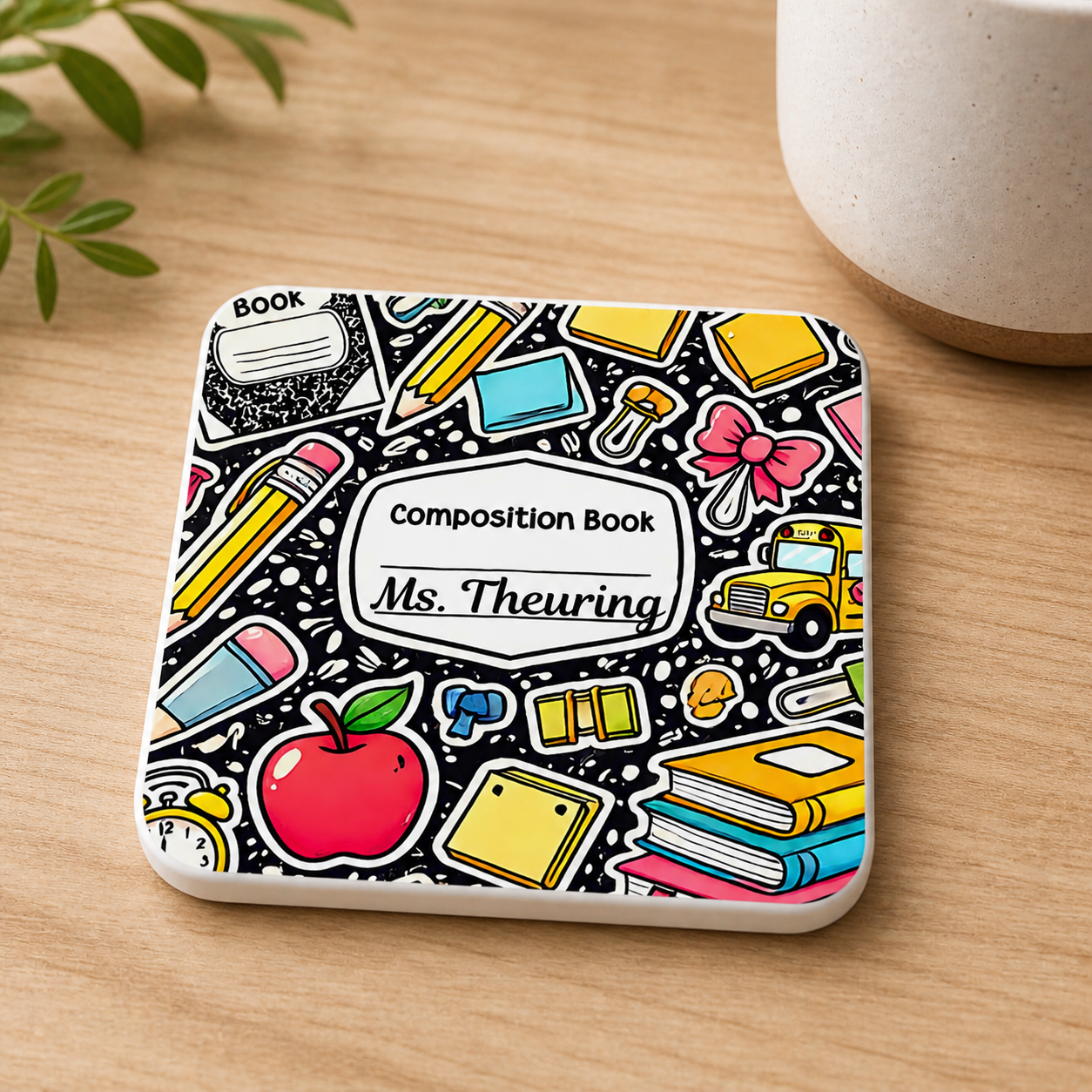 Personalized Teacher Gift Set | Custom Name Mug, Coaster & 20oz Skinny Tumbler | Teacher Appreciation Gift | Back to School Gift for Teacher