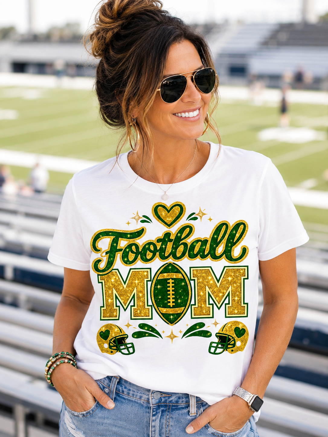 Football Mom Shirt | Glitter Football Mom Tee | Sports Mom T-Shirt | Game Day Shirt | Football Season Graphic Tee | Mom Life Shirt