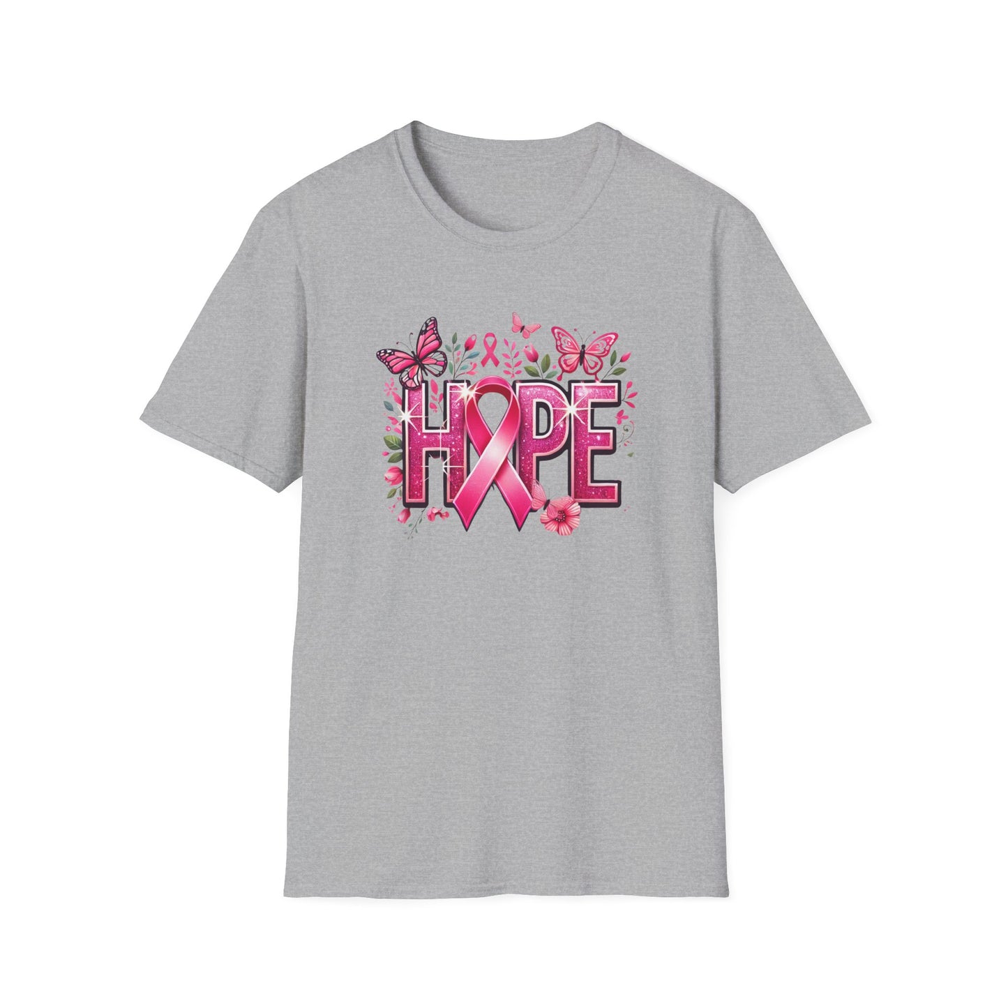 Hope Ribbon Unisex T-Shirt | Inspirational Tee for Breast Cancer Awareness, Gift for Supporters, Casual Wear, Fundraiser Event