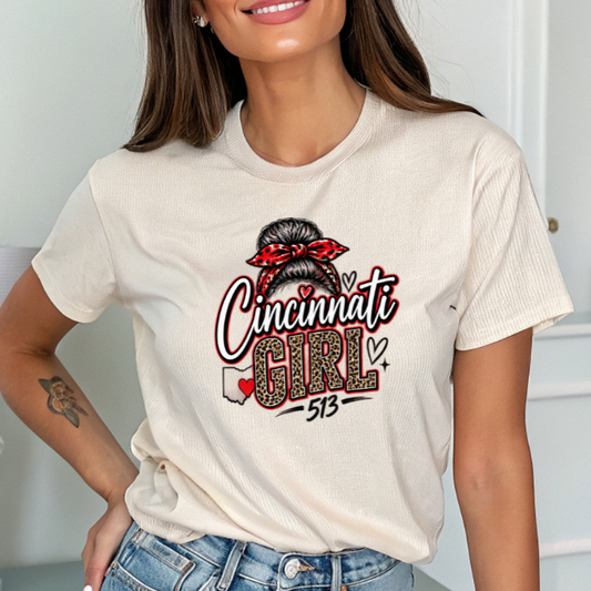 Cincinnati Girl T-Shirt | Cincy 513 Shirt | Cincinnati Ohio Women’s Graphic Tee