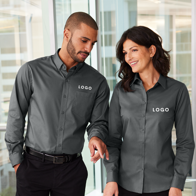 Women’s Custom DTF Printed Work Shirt | Port Authority SuperPro Twill Button Down | Business Uniform Shirt | Bulk Company Logo Apparel