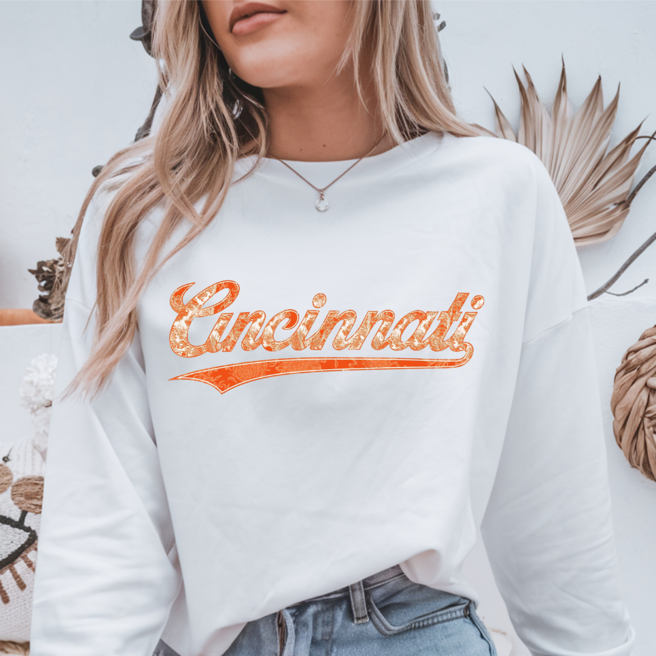 Retro Cincinnati Script Crewneck Sweatshirt