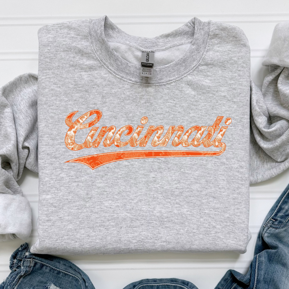 Retro Cincinnati Script Crewneck Sweatshirt