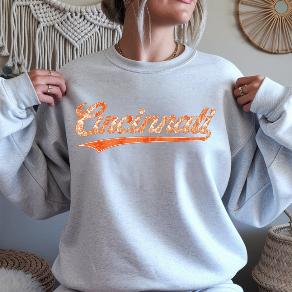 Retro Cincinnati Script Crewneck Sweatshirt