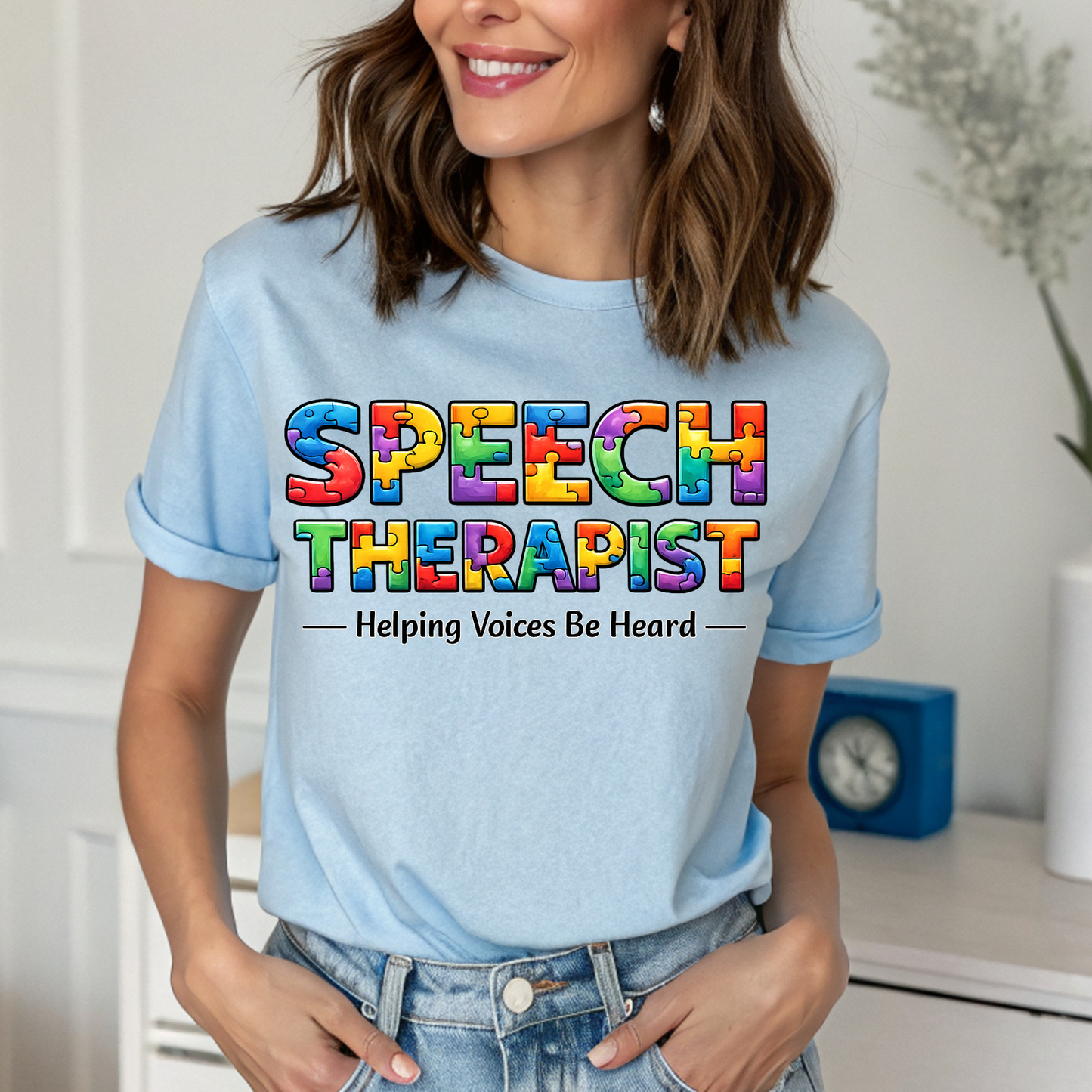 Speech Therapist Shirt Autism Puzzle SLP T Shirt Therapy Awareness Tee Gift for Speech Language Pathologist