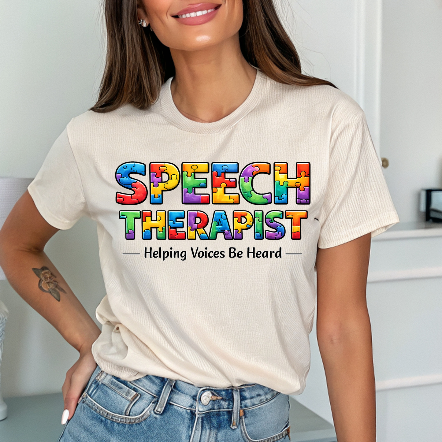 Speech Therapist Shirt Autism Puzzle SLP T Shirt Therapy Awareness Tee Gift for Speech Language Pathologist