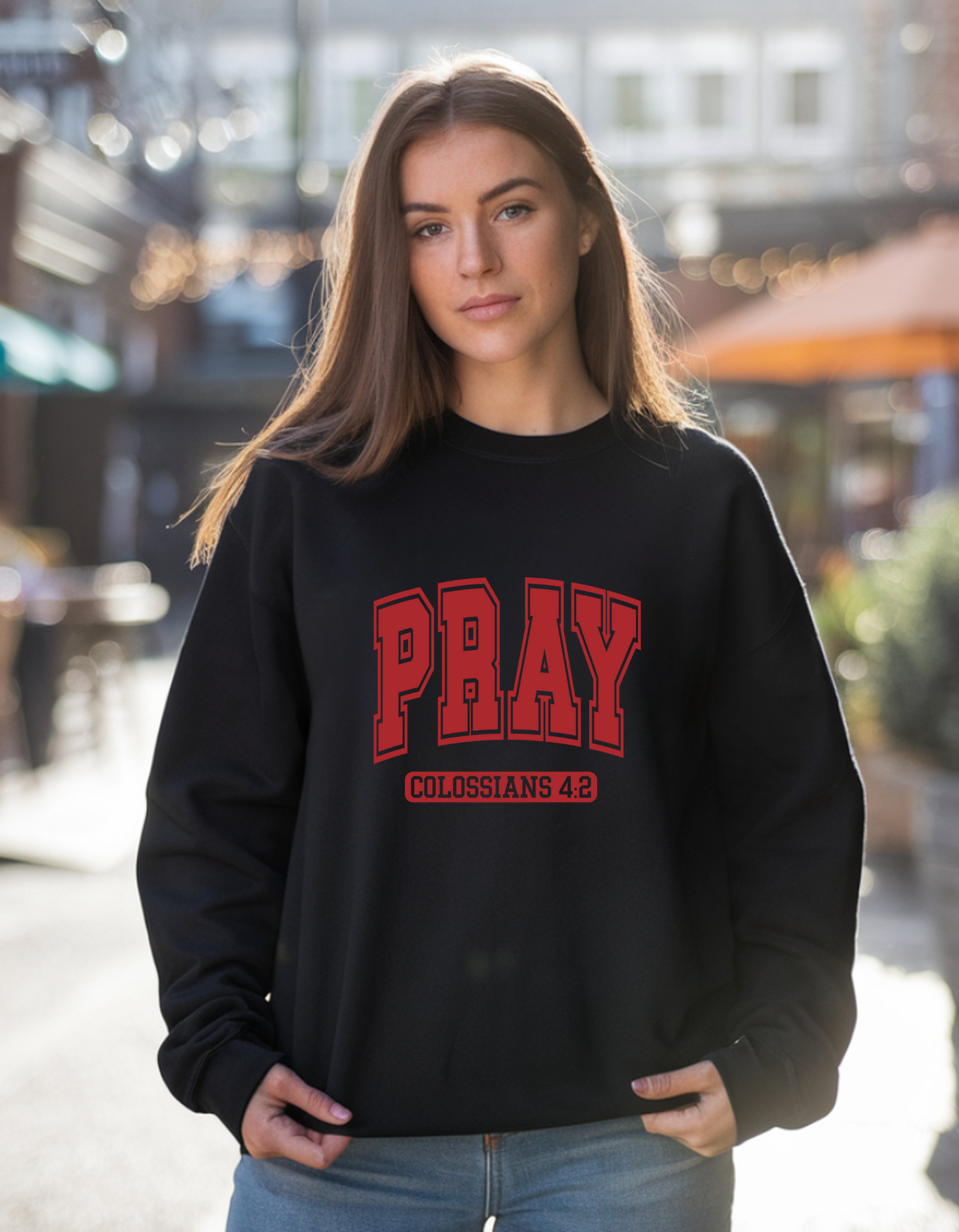 Pray Heavy Blend Crewneck Sweatshirt, Faith Apparel, Inspirational Gift, Unisex Cozy Top, Church Outfit, Colossians 4:2