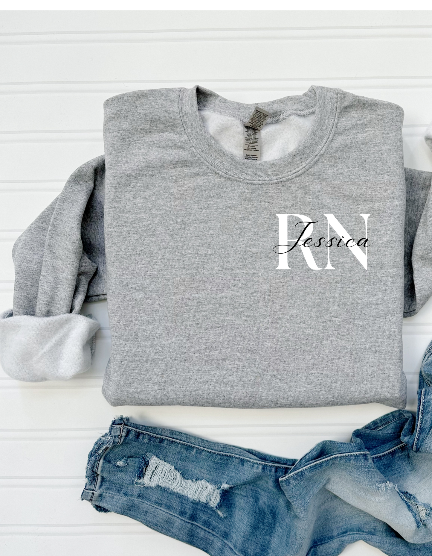 Personalized RN Nurse Sweatshirt | Custom Name Nurse Crewneck | LPN Nurse Sweatshirt | Registered Nurse Gift