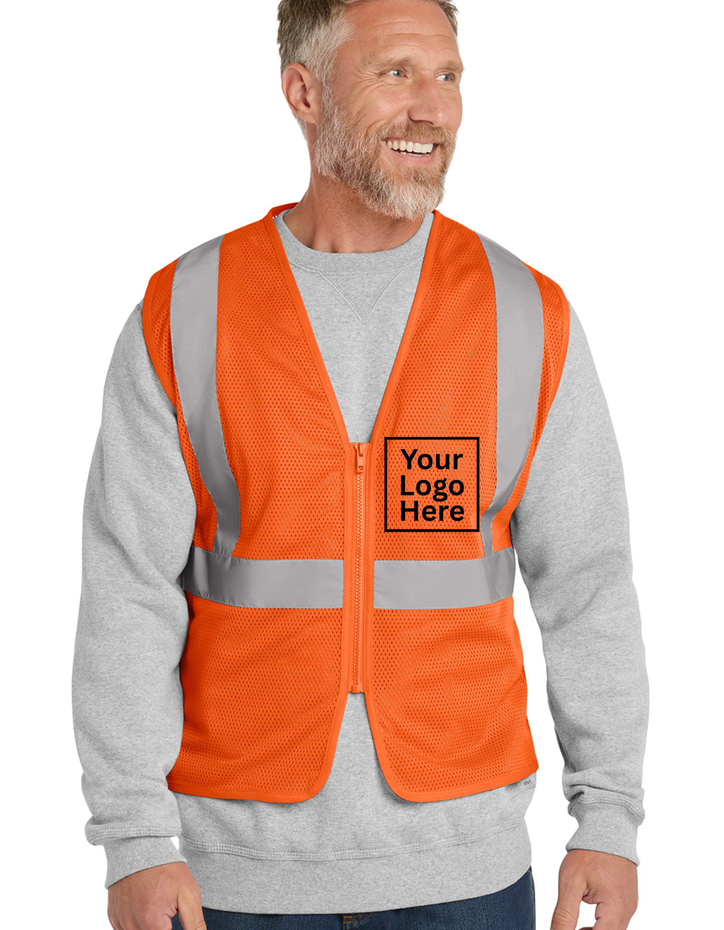 Custom High Visibility Reflective Safety Vest – Personalized CornerStone® Mesh Zippered Vest Workwear for Construction, Road Crew, Industrial Jobs, Team Gear