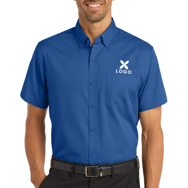Custom DTF Printed Port Authority Twill Shirt | Short Sleeve Work Shirt| Business Uniform Shirt | Bulk Company Logo Apparel