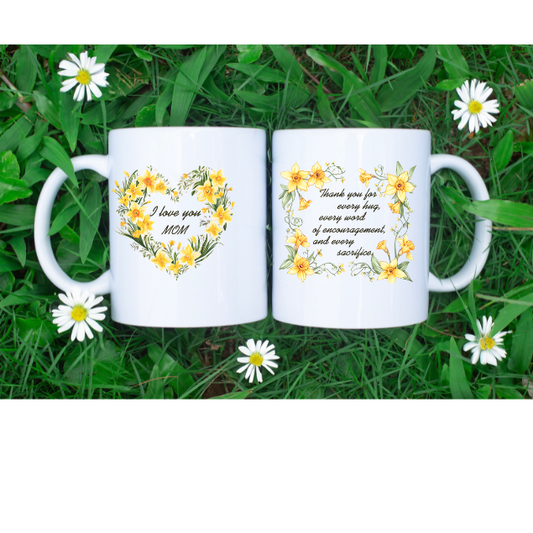 Mother’s Day Floral Mug & Coaster Gift Set – Coffee Cup Gift for Mom
