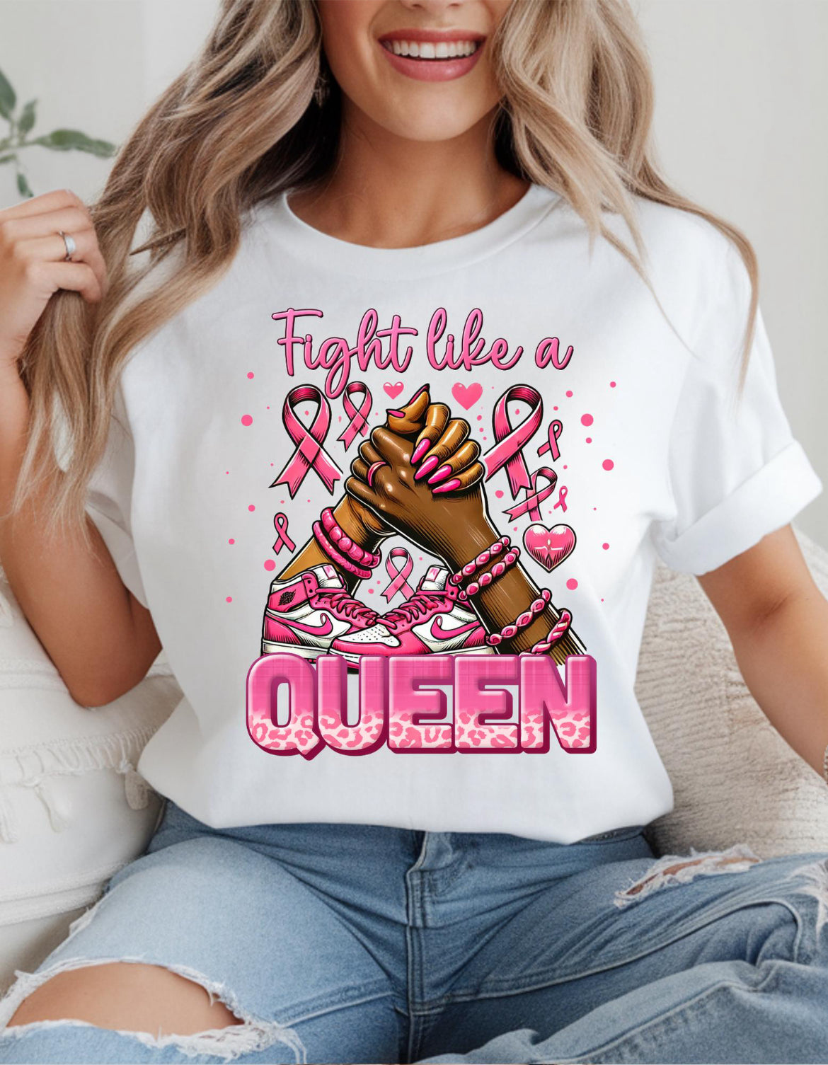 Empowering Unisex T-Shirt - Fight Like a Queen, Breast Cancer Awareness Tee, Supportive Gift for Survivors, Motivational Shirt,