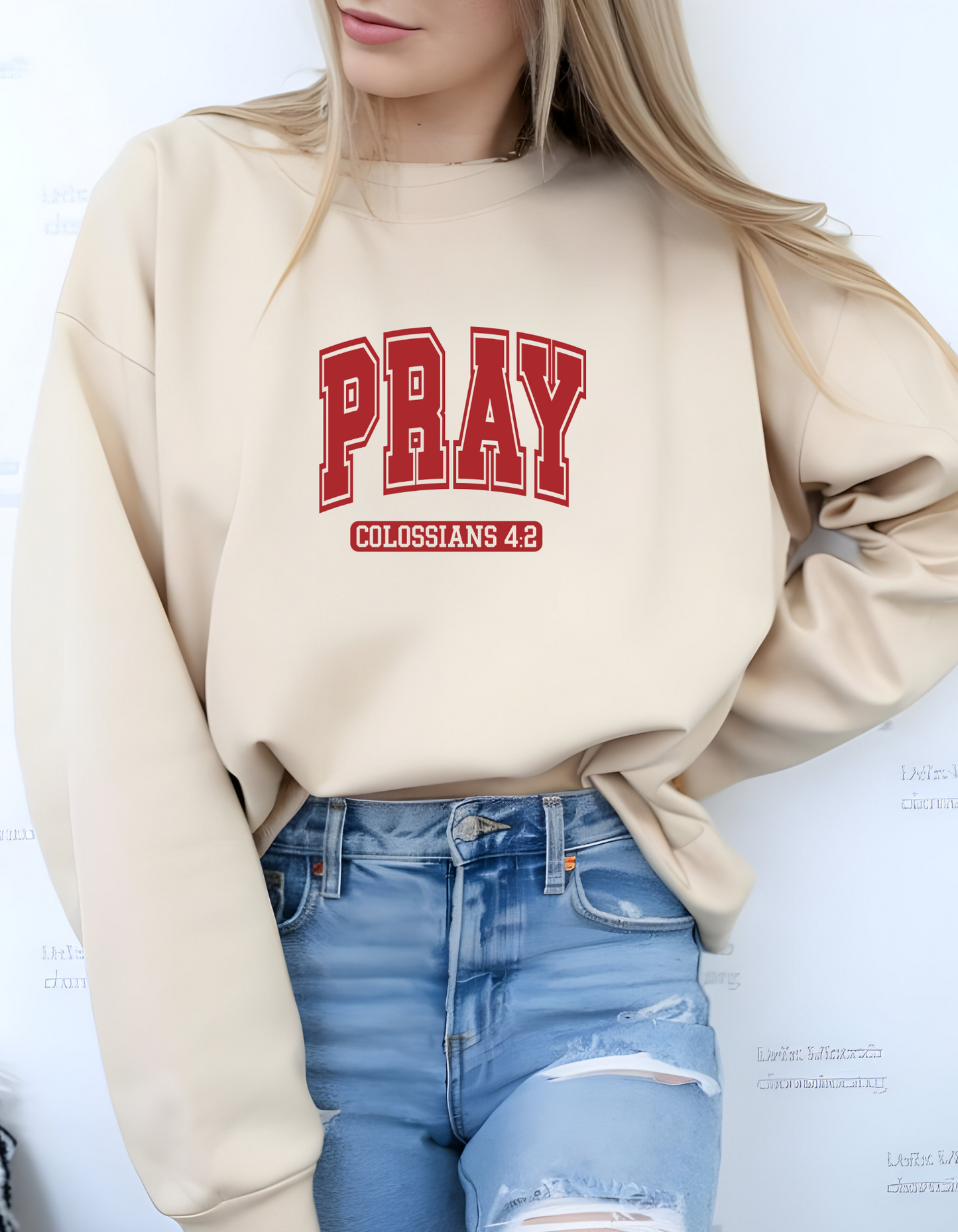 Pray Heavy Blend Crewneck Sweatshirt, Faith Apparel, Inspirational Gift, Unisex Cozy Top, Church Outfit, Colossians 4:2