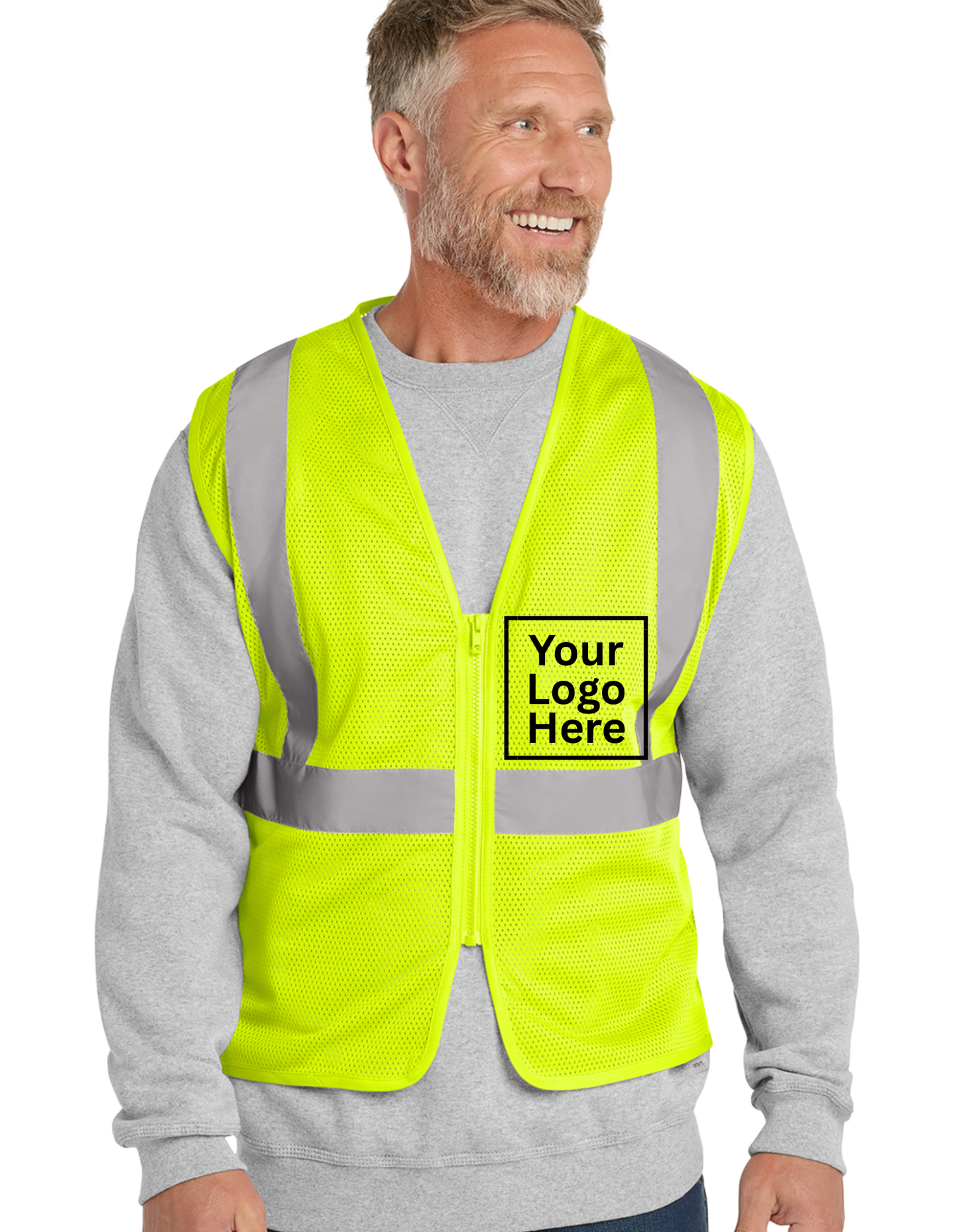 Custom CornerStone® ANSI 107 Class 2 Economy Mesh Zippered Safety Vest | High-Visibility Reflective Vest with Company Logo