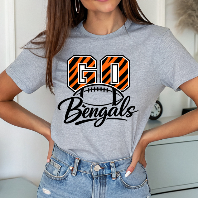 Game Day Bengals Graphic Tee | Football Mom Boutique Shirt | Trendy Tiger Stripe Football Fan Tee | Sports Mom Apparel