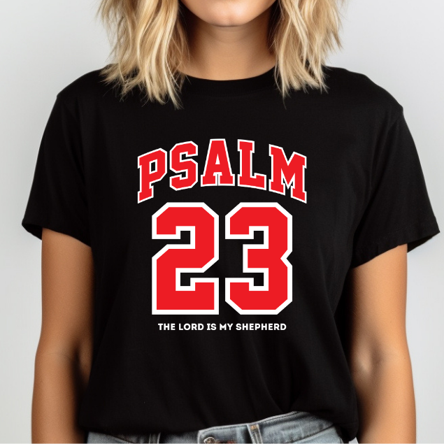 Psalm 23 Christian Graphic T-Shirt – “The Lord Is My Shepherd” Faith Shirt