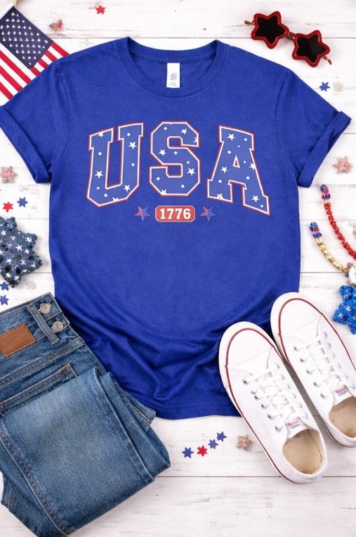 USA 1776 Patriotic Shirt, Fourth of July Shirt, America Graphic Tee, Independence Day T-Shirt, Red White Blue Shirt, July 4th Outfit