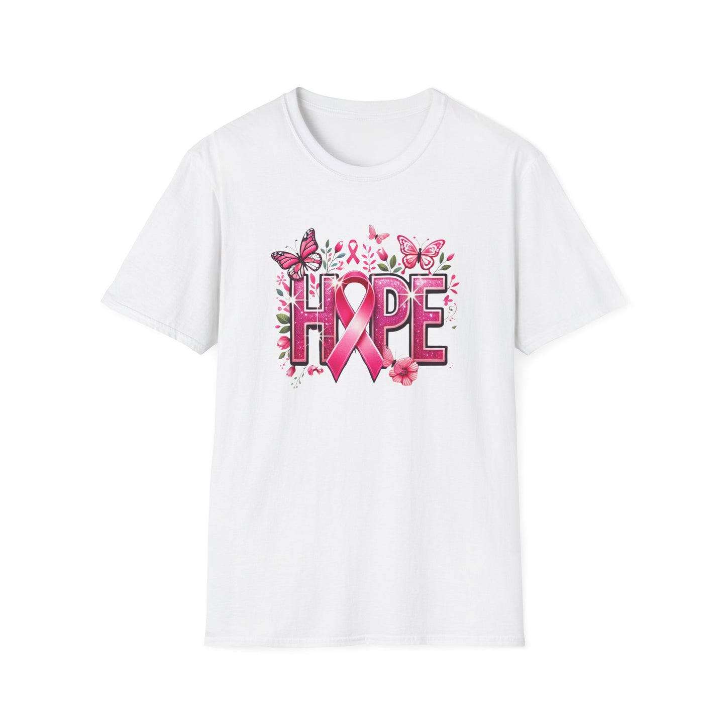 Hope Ribbon Unisex T-Shirt | Inspirational Tee for Breast Cancer Awareness, Gift for Supporters, Casual Wear, Fundraiser Event
