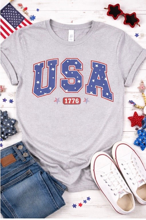 USA 1776 Patriotic Shirt, Fourth of July Shirt, America Graphic Tee, Independence Day T-Shirt, Red White Blue Shirt, July 4th Outfit