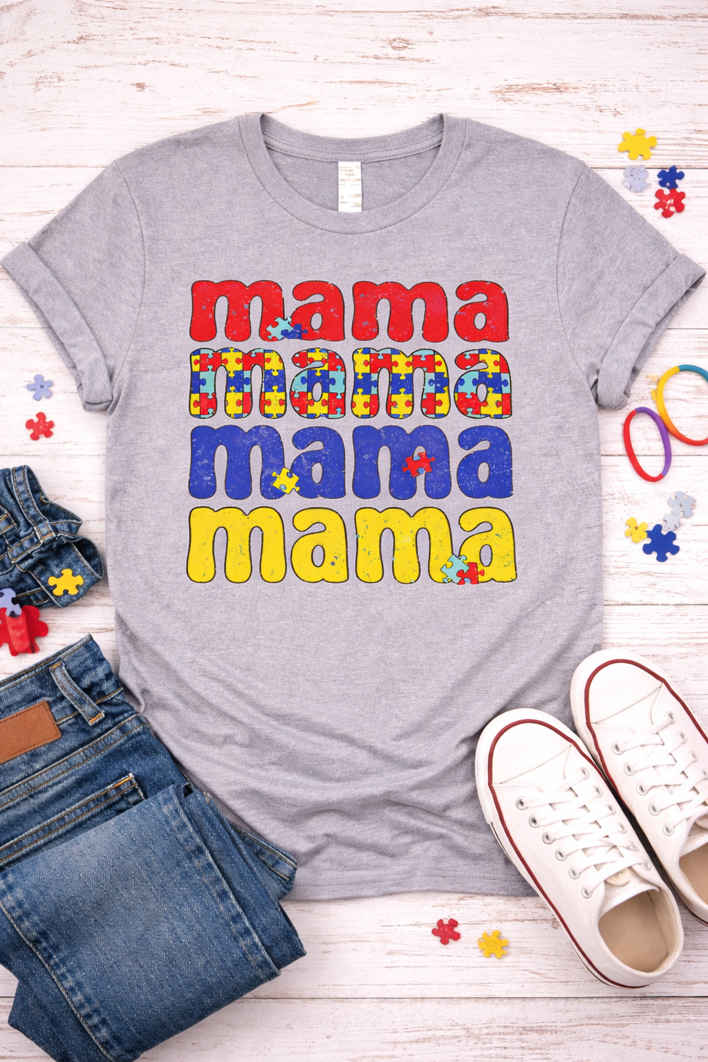 Mom Tee, Autism Awareness T-Shirt, Support Mom Shirt, Colorful Mama Graphic Tee