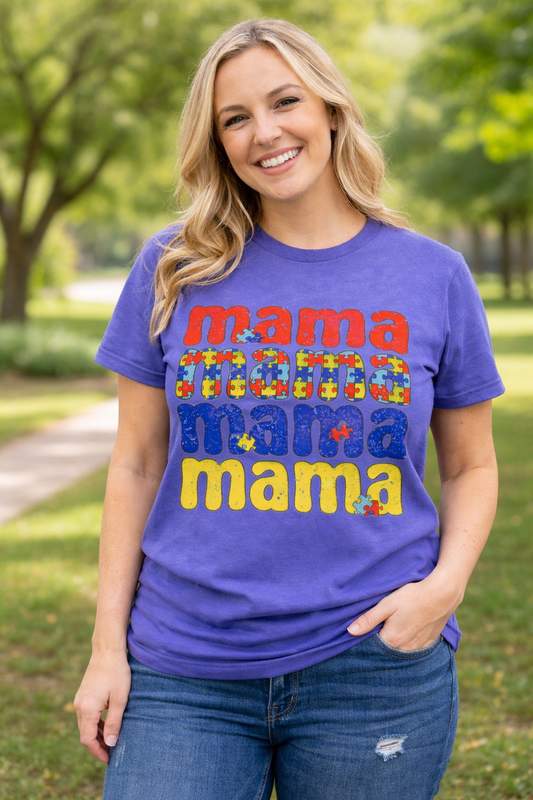 Mom Tee, Autism Awareness T-Shirt, Support Mom Shirt, Colorful Mama Graphic Tee