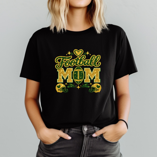 Football Mom Shirt | Glitter Football Mom Tee | Sports Mom T-Shirt | Game Day Shirt | Football Season Graphic Tee | Mom Life Shirt