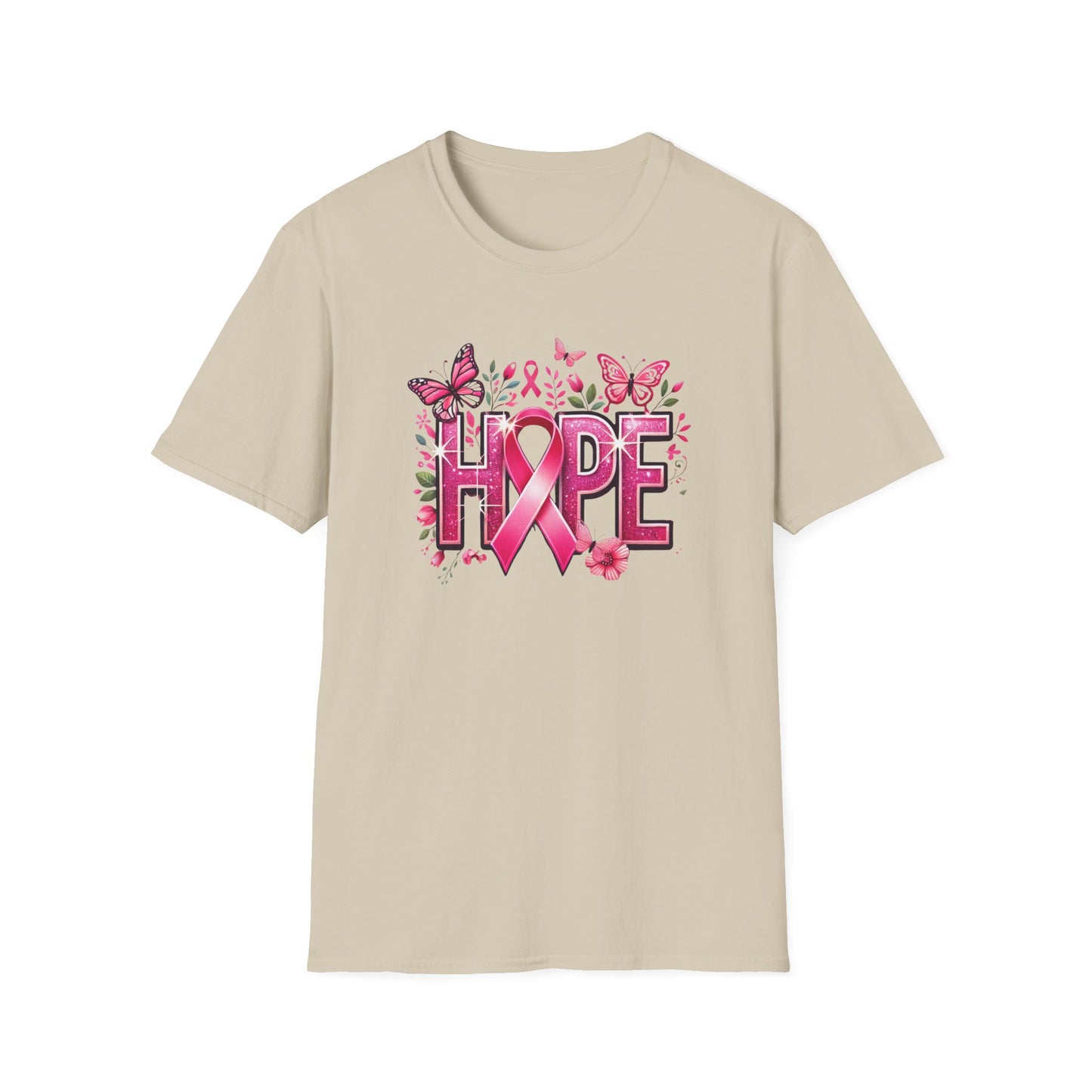Hope Ribbon Unisex T-Shirt | Inspirational Tee for Breast Cancer Awareness, Gift for Supporters, Casual Wear, Fundraiser Event