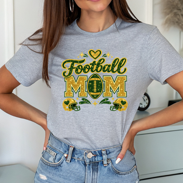 Football Mom Shirt | Glitter Football Mom Tee | Sports Mom T-Shirt | Game Day Shirt | Football Season Graphic Tee | Mom Life Shirt