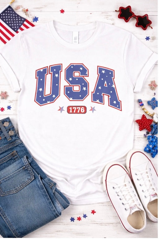 USA 1776 Patriotic Shirt, Fourth of July Shirt, America Graphic Tee, Independence Day T-Shirt, Red White Blue Shirt, July 4th Outfit