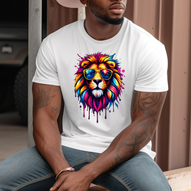 Streetwear Graphic Tee, Bold Lion Design Shirt, Unisex Lion Tee