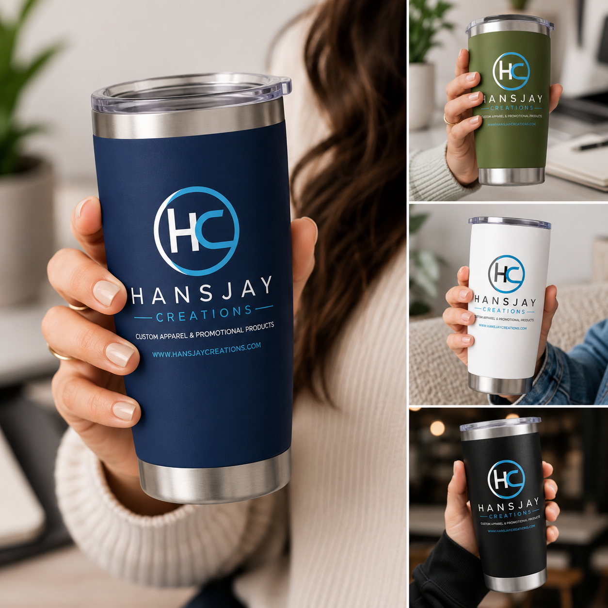 Custom Stainless Steel Insulated Tumblers – Set of 6 | Full-Color Logo Drinkware for Businesses & Events