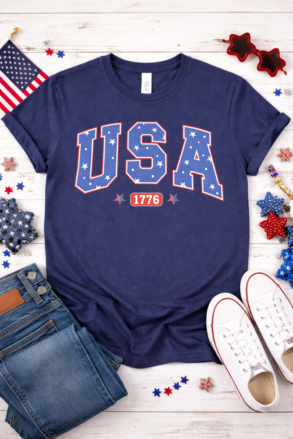 USA 1776 Patriotic Shirt, Fourth of July Shirt, America Graphic Tee, Independence Day T-Shirt, Red White Blue Shirt, July 4th Outfit