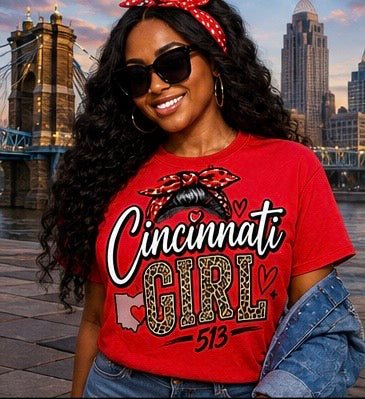 Cincinnati Girl T-Shirt | Cincy 513 Shirt | Cincinnati Ohio Women’s Graphic Tee