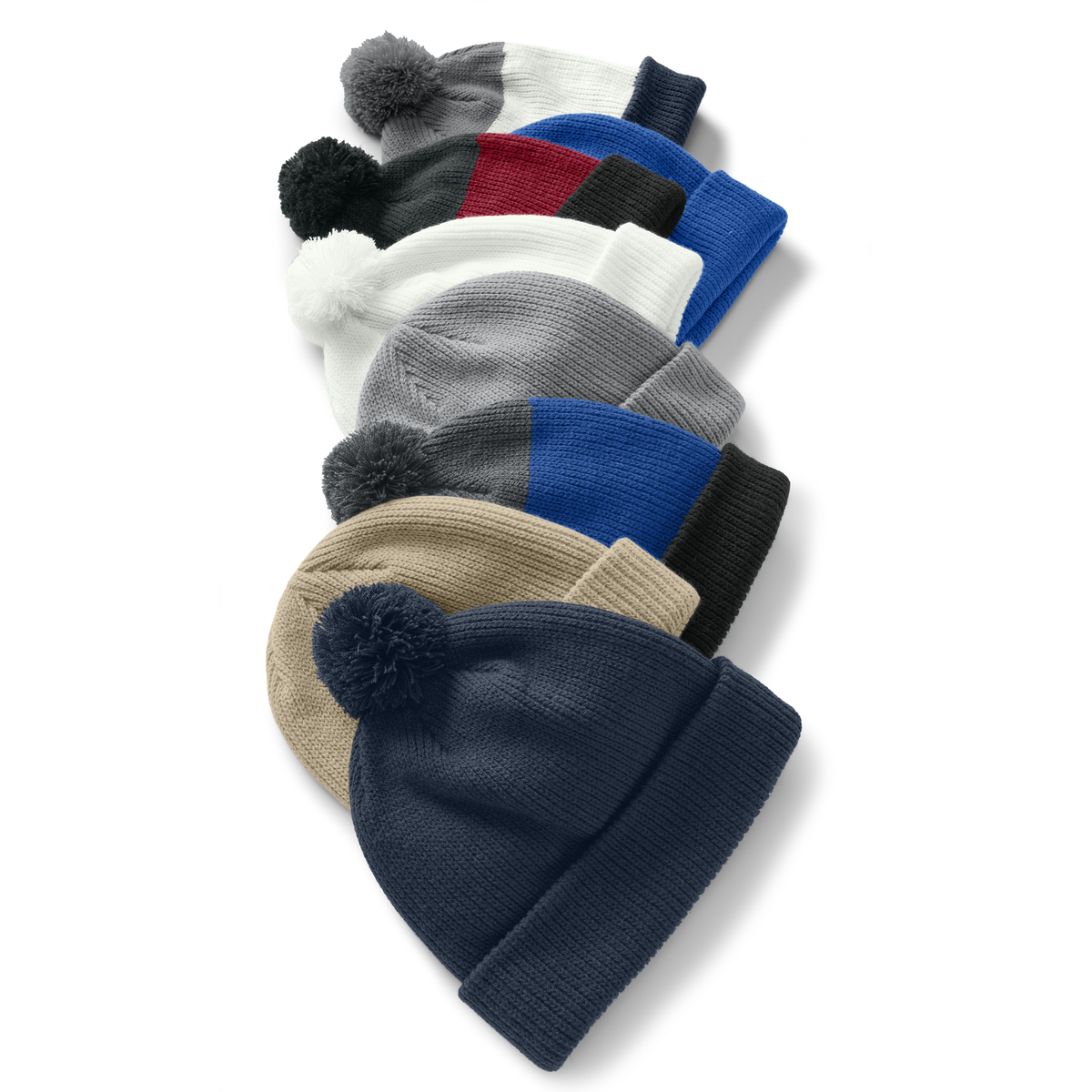 Striped Pom Beanie | Blank Cozy Winter Hat