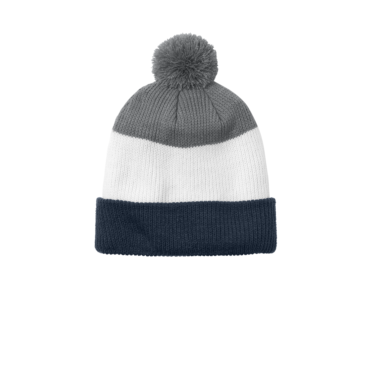 Striped Pom Beanie | Blank Cozy Winter Hat