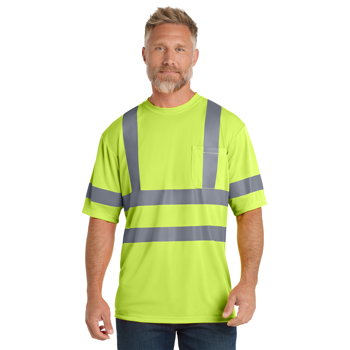 Custom CornerStone® ANSI 107 Class 3 Short Sleeve Snag-Resistant Reflective T-Shirt | High Visibility Safety Shirt with Custom Logo