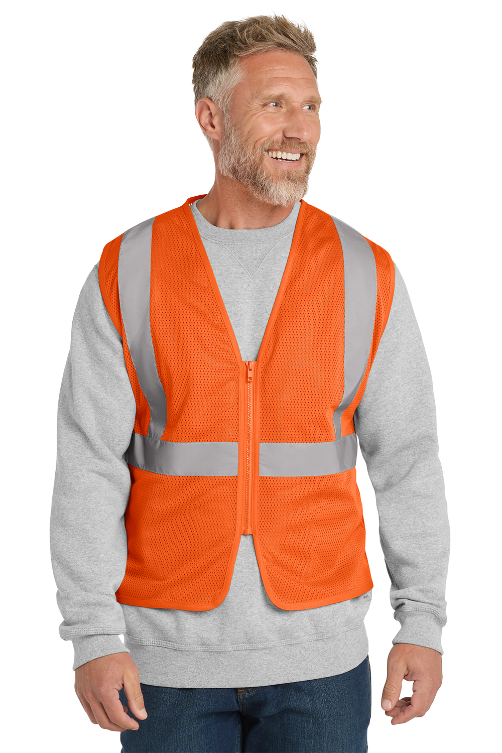 Custom CornerStone® ANSI 107 Class 2 Economy Mesh Zippered Safety Vest | High-Visibility Reflective Vest with Company Logo