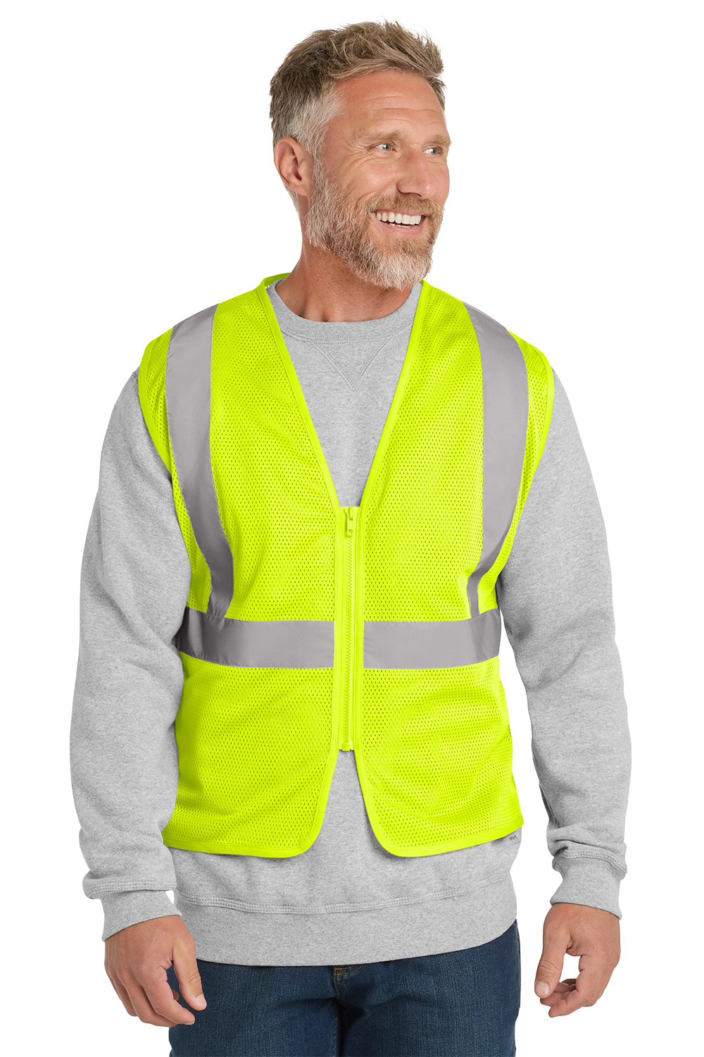 Custom CornerStone® ANSI 107 Class 2 Economy Mesh Zippered Safety Vest | High-Visibility Reflective Vest with Company Logo