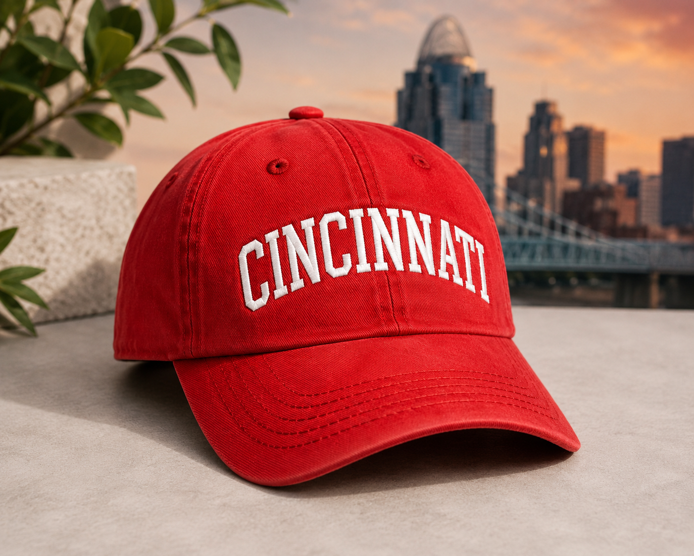 Cincinnati Ohio 513 Red Baseball Cap | Cincy Trucker Style Hat | Cincinnati City Hat