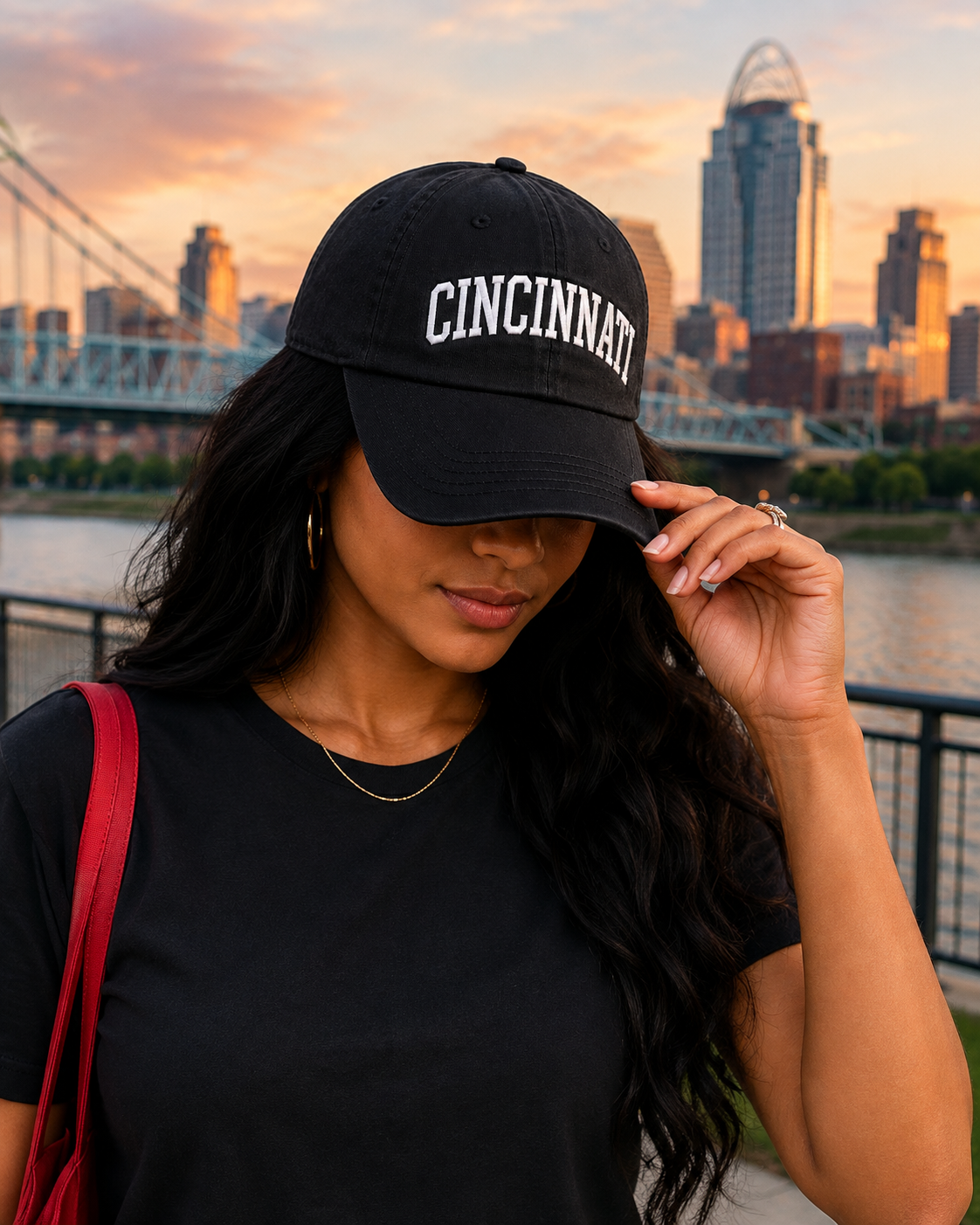 Cincinnati Ohio 513 Red Baseball Cap | Cincy Trucker Style Hat | Cincinnati City Hat