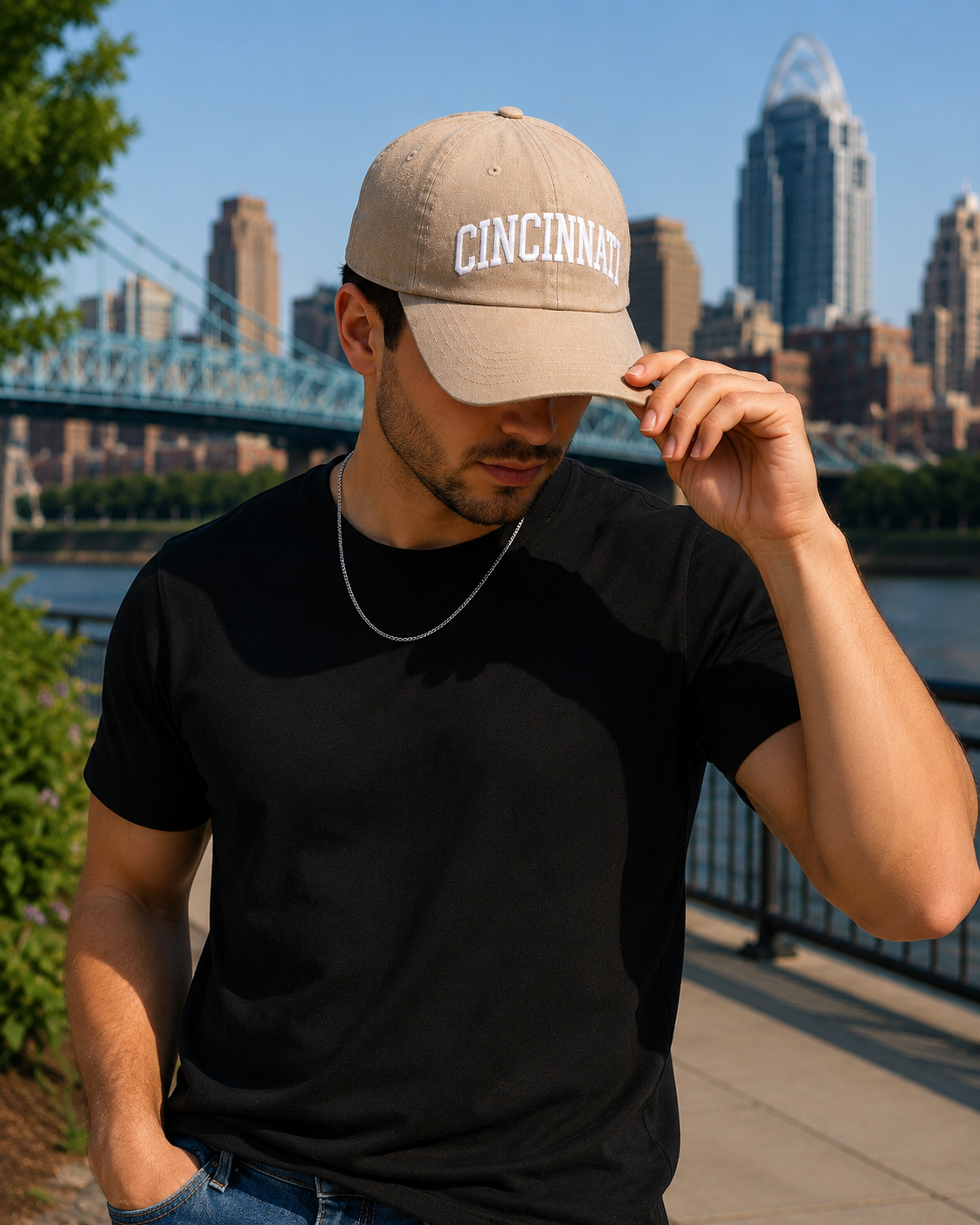 Cincinnati Ohio 513 Red Baseball Cap | Cincy Trucker Style Hat | Cincinnati City Hat