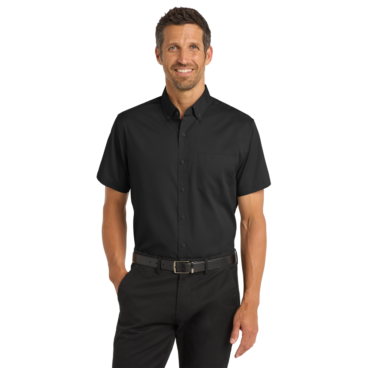Custom DTF Printed Port Authority Twill Shirt | Short Sleeve Work Shirt| Business Uniform Shirt | Bulk Company Logo Apparel