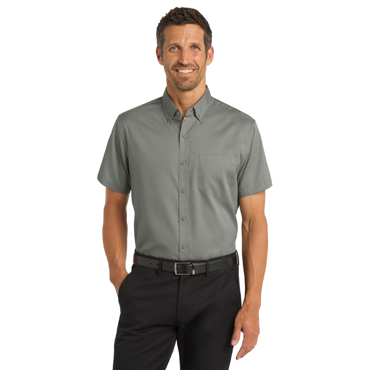 Custom DTF Printed Port Authority Twill Shirt | Short Sleeve Work Shirt| Business Uniform Shirt | Bulk Company Logo Apparel