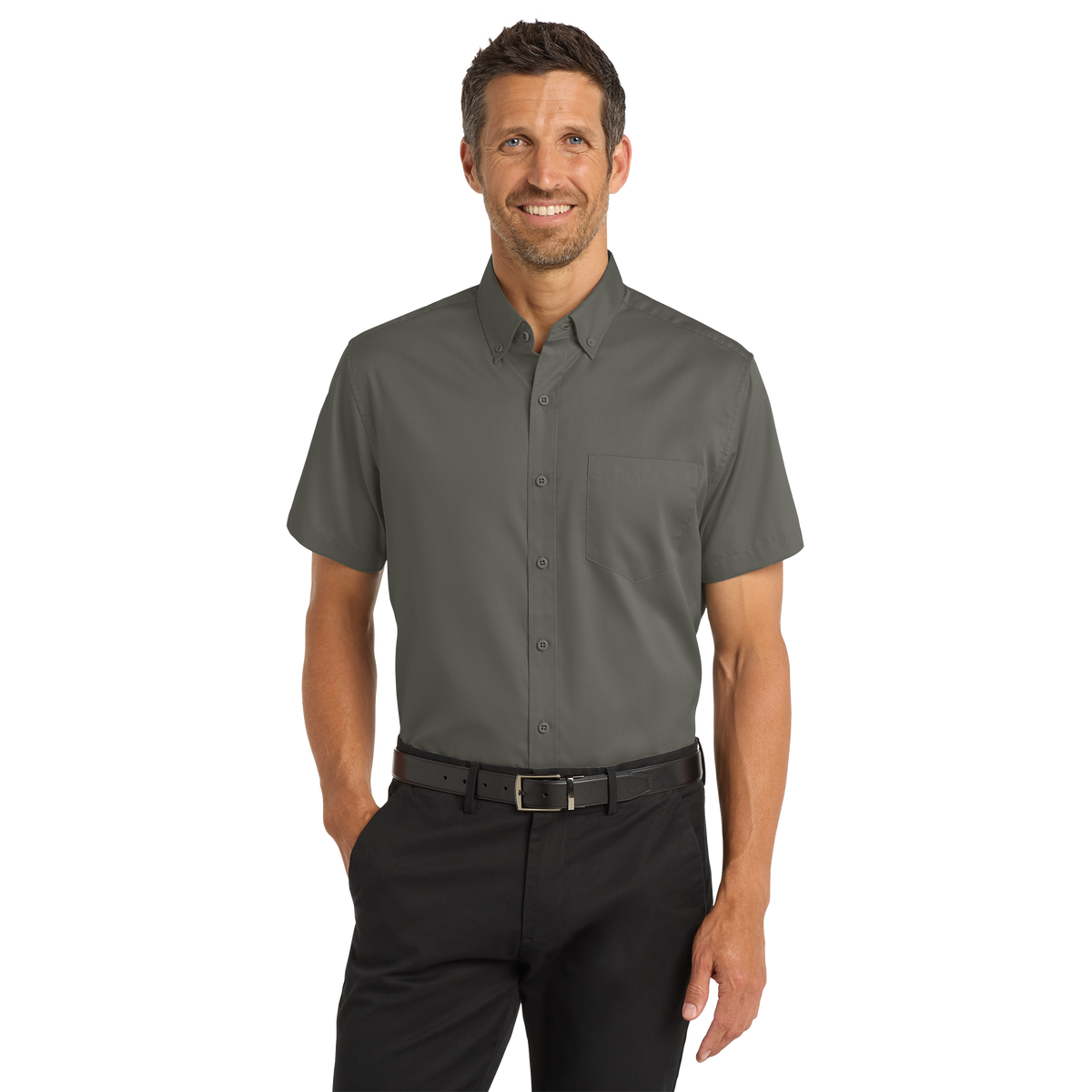Custom DTF Printed Port Authority Twill Shirt | Short Sleeve Work Shirt| Business Uniform Shirt | Bulk Company Logo Apparel